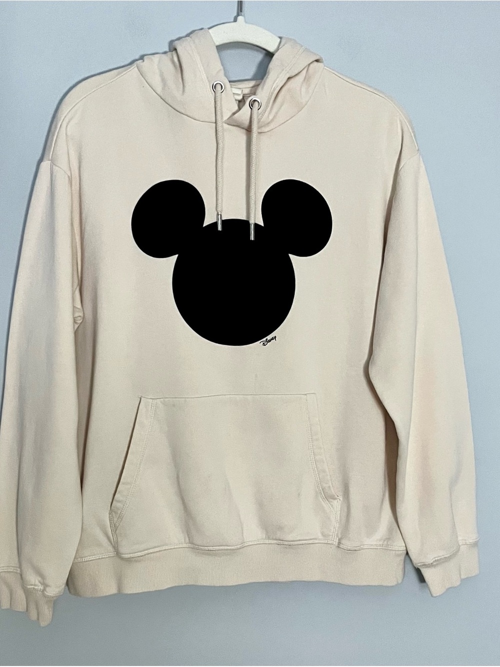 H&M x Disney Mickey Mouse Hoodie Cream Off-White Graphic Sweatshirt Size S Small - Picture 2 of 12